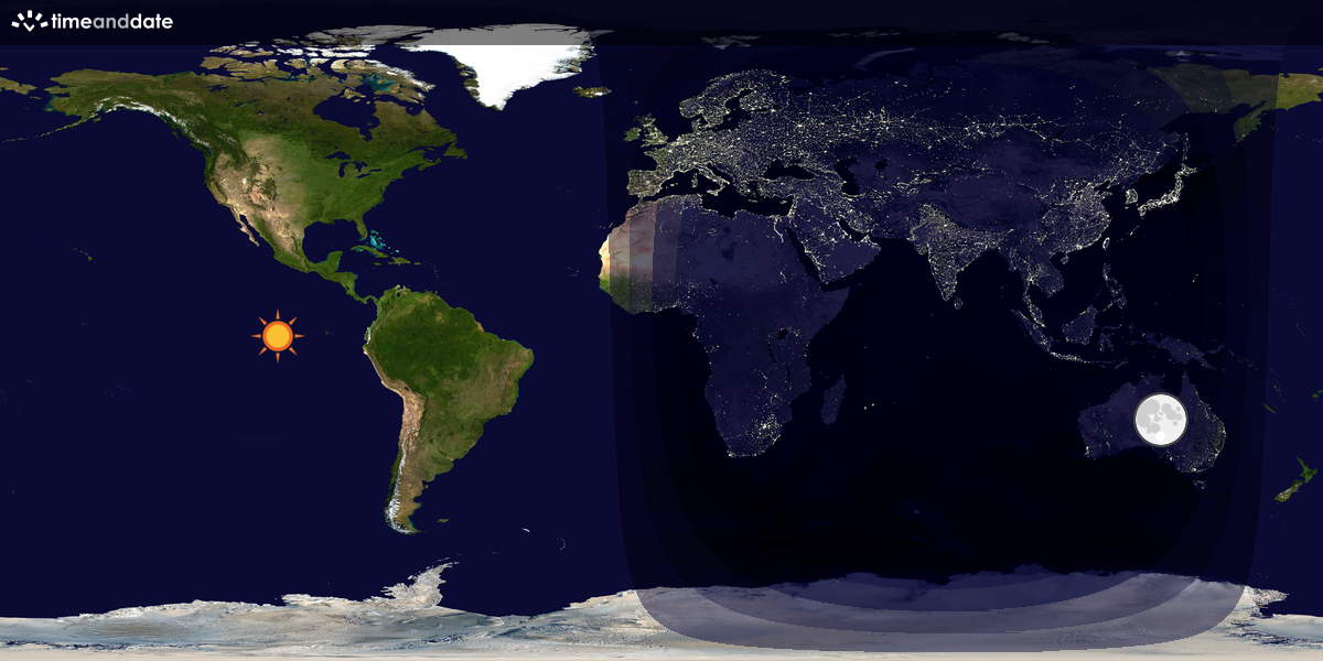 Verdenskart som viser dag og natt 