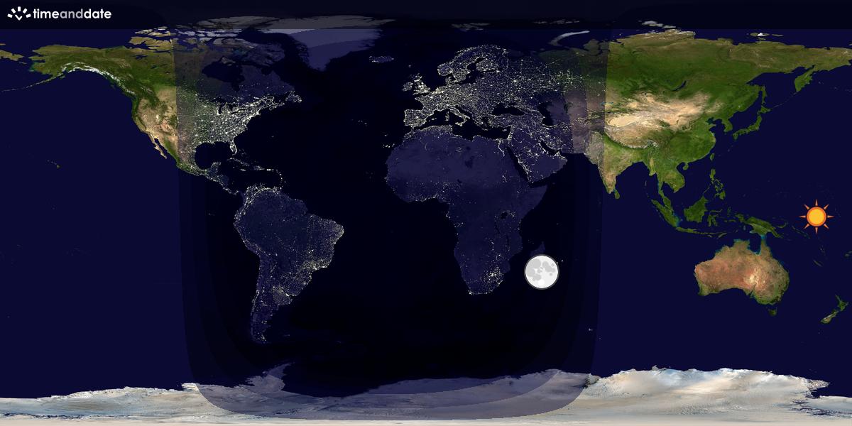 Verdenskart som viser dag og natt 