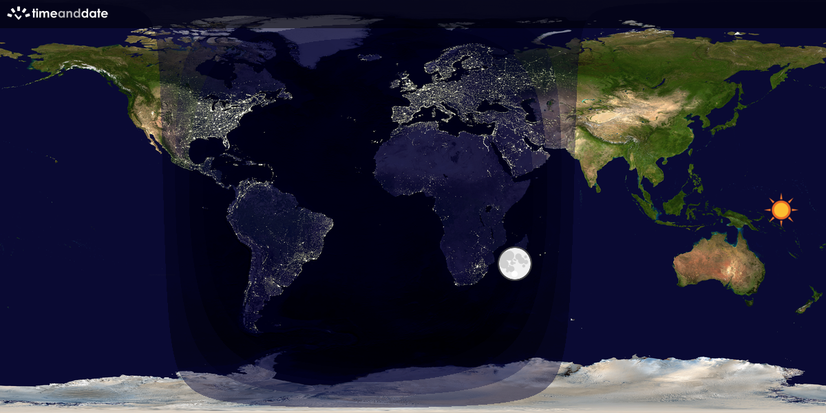Verdenskart som viser dag og natt 