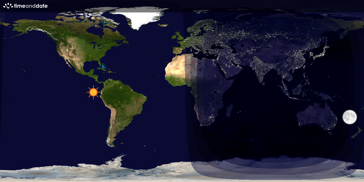 Verdenskart som viser dag og natt 