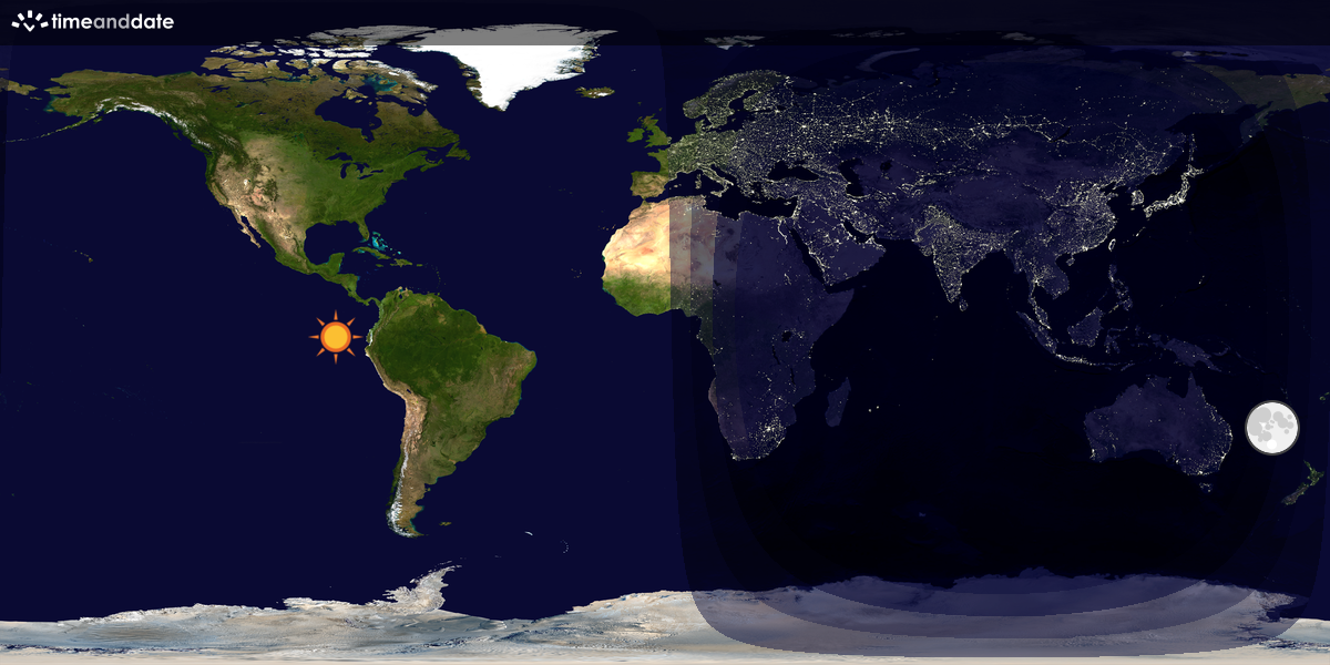 Verdenskart som viser dag og natt 