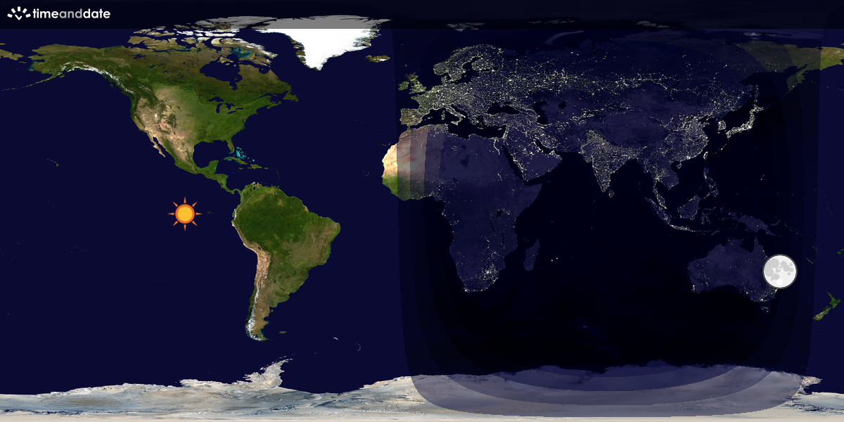 Verdenskart som viser dag og natt 