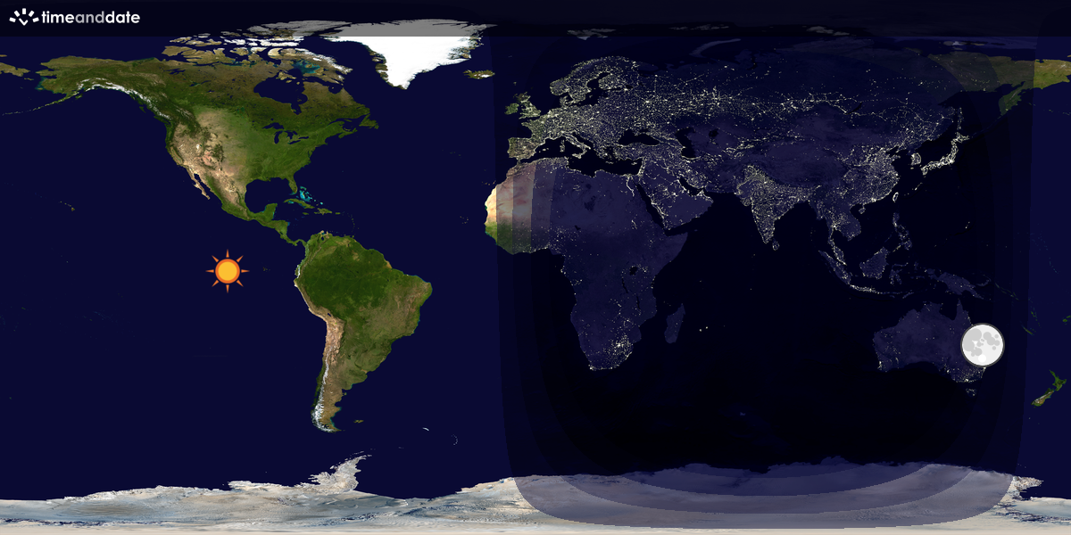 Verdenskart som viser dag og natt 