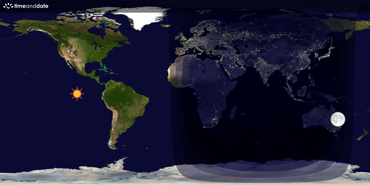 Verdenskart som viser dag og natt 