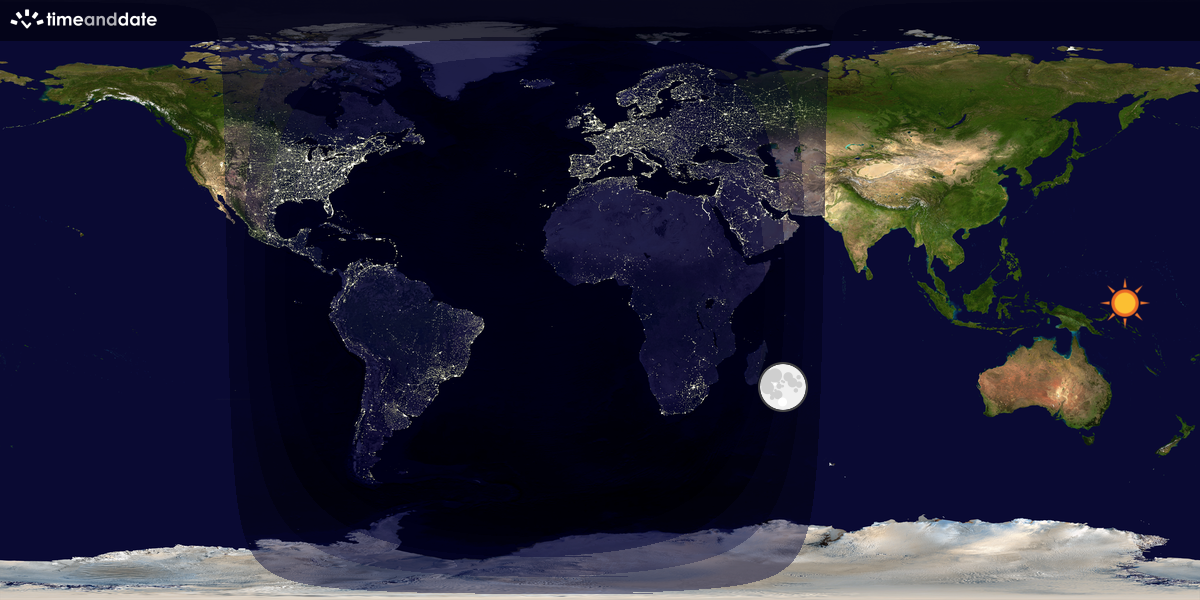 Verdenskart som viser dag og natt 