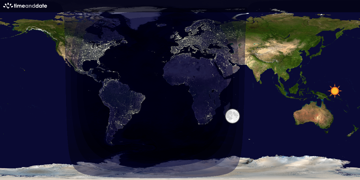 Verdenskart som viser dag og natt 