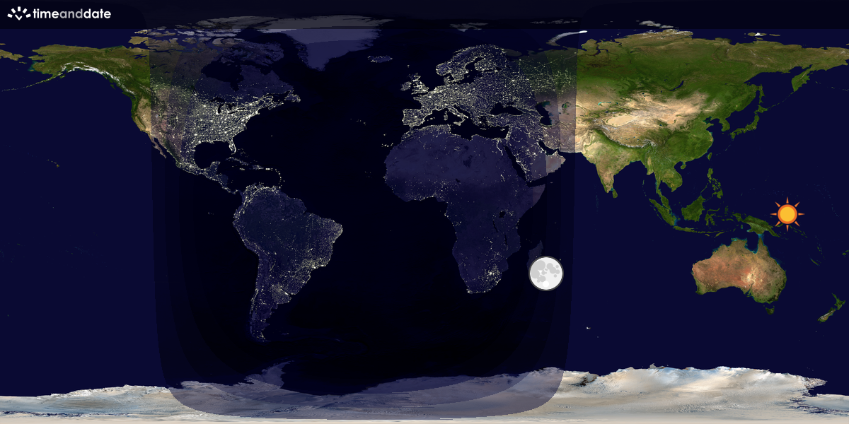 Verdenskart som viser dag og natt 