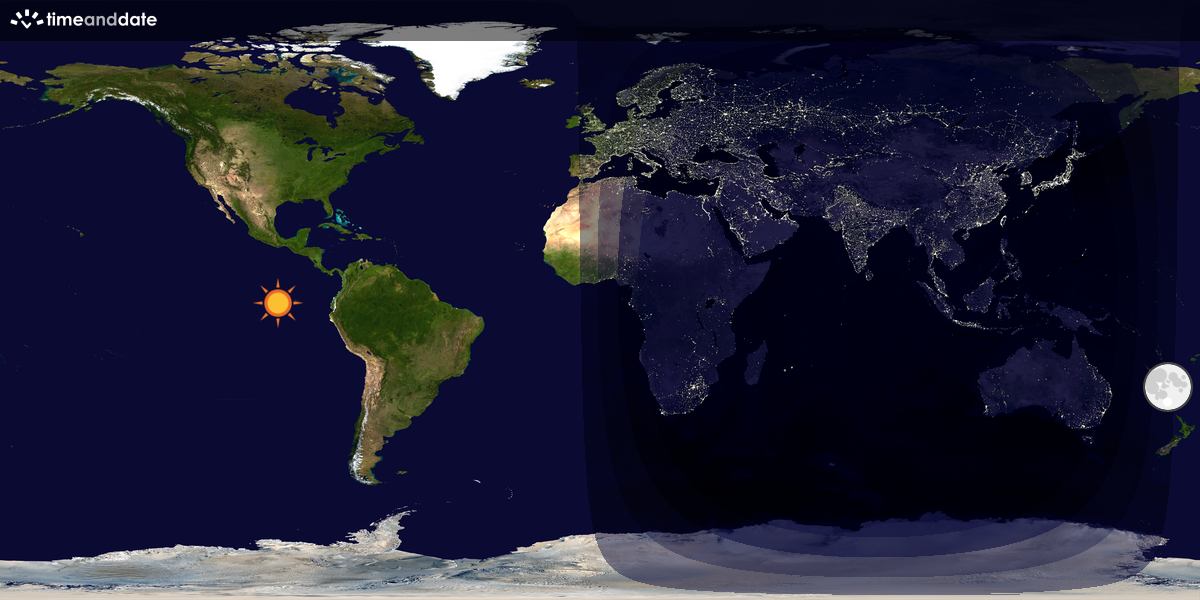 Verdenskart som viser dag og natt 