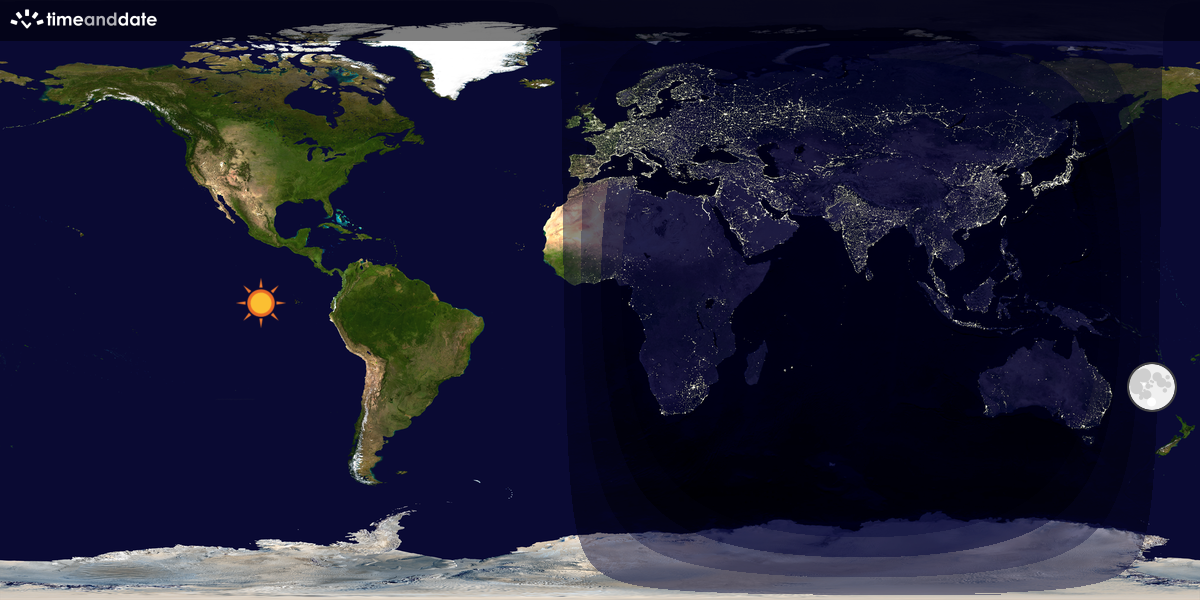 Verdenskart som viser dag og natt 