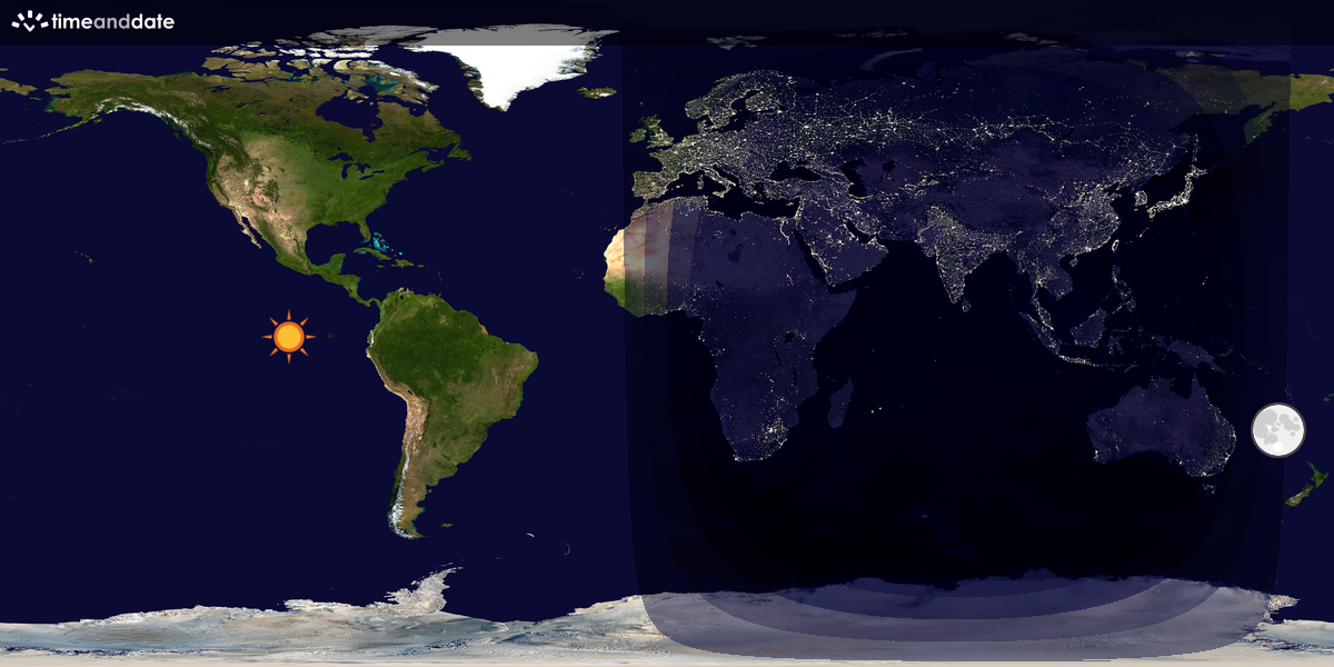 Verdenskart som viser dag og natt 