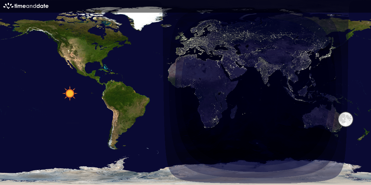 Verdenskart som viser dag og natt 