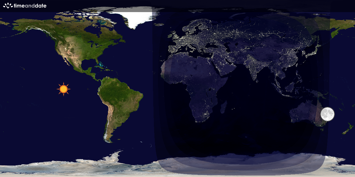 Verdenskart som viser dag og natt 