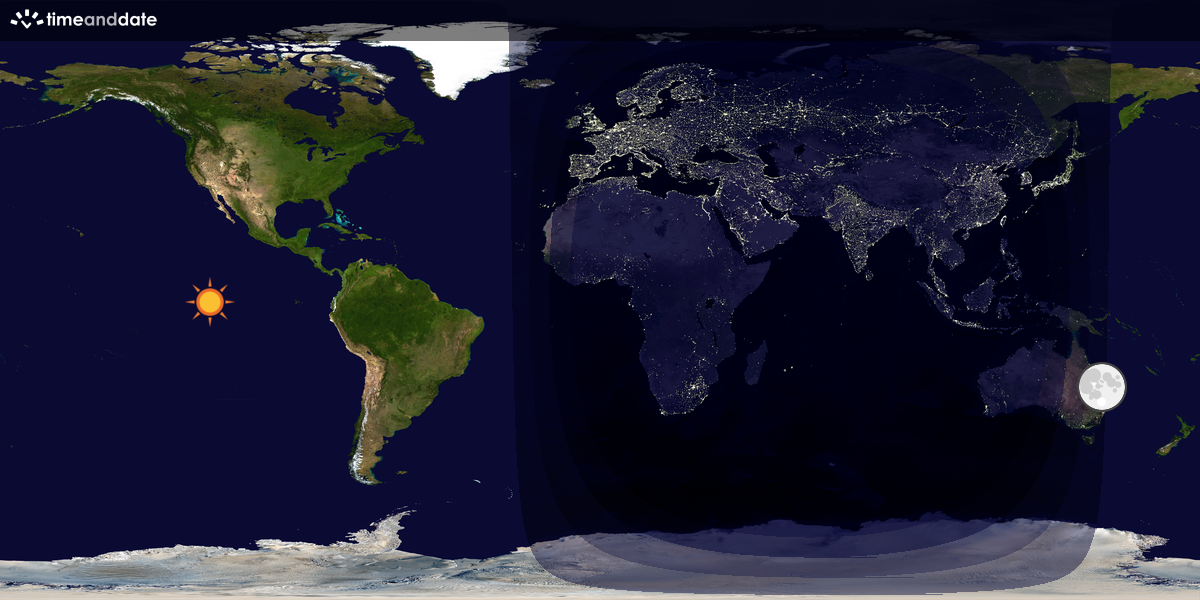 Verdenskart som viser dag og natt 