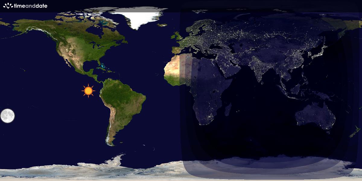 Verdenskart som viser dag og natt 