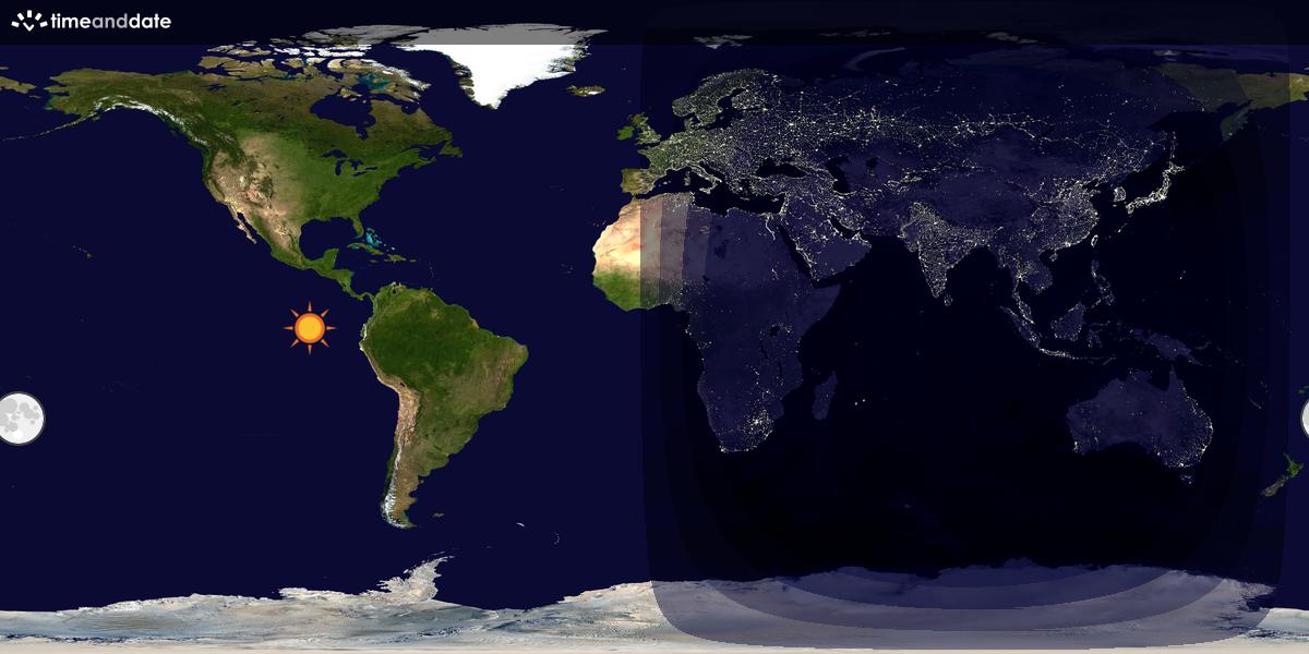 Verdenskart som viser dag og natt 