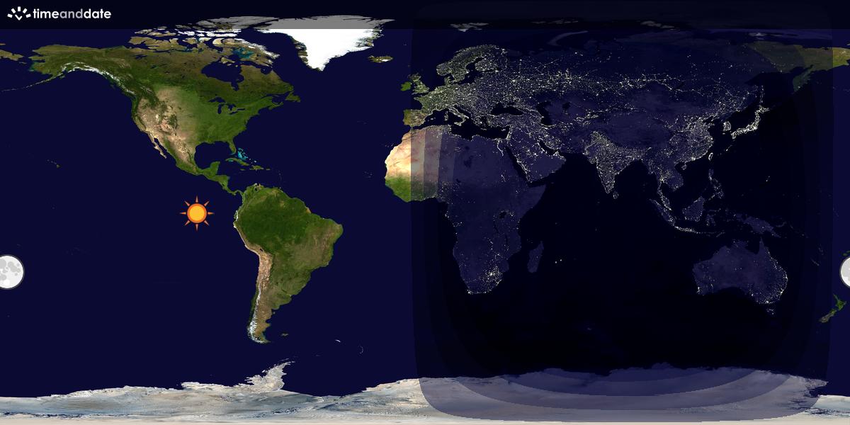 Verdenskart som viser dag og natt 