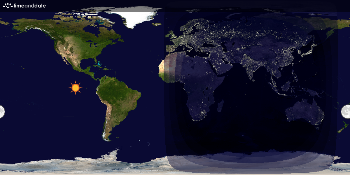 Verdenskart som viser dag og natt 