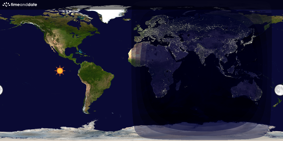 Verdenskart som viser dag og natt 