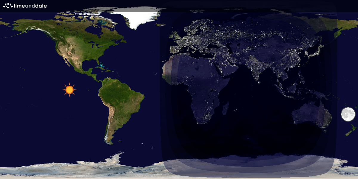 Verdenskart som viser dag og natt 