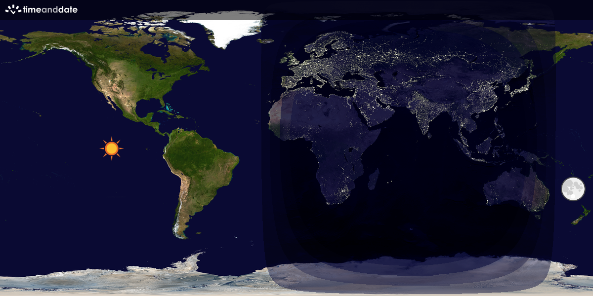Verdenskart som viser dag og natt 