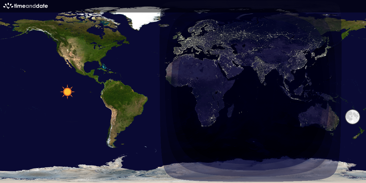 Verdenskart som viser dag og natt 