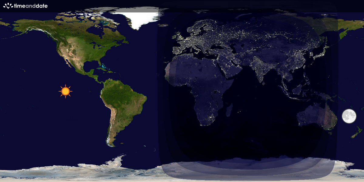 Verdenskart som viser dag og natt 