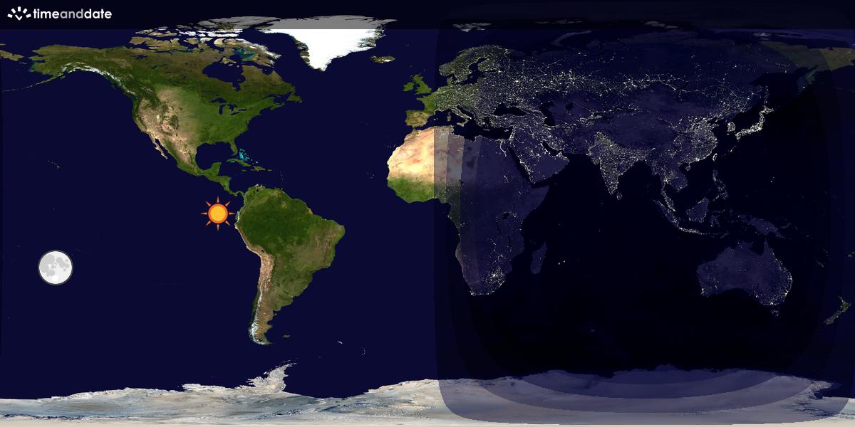 Verdenskart som viser dag og natt 