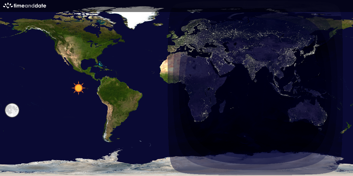 Verdenskart som viser dag og natt 