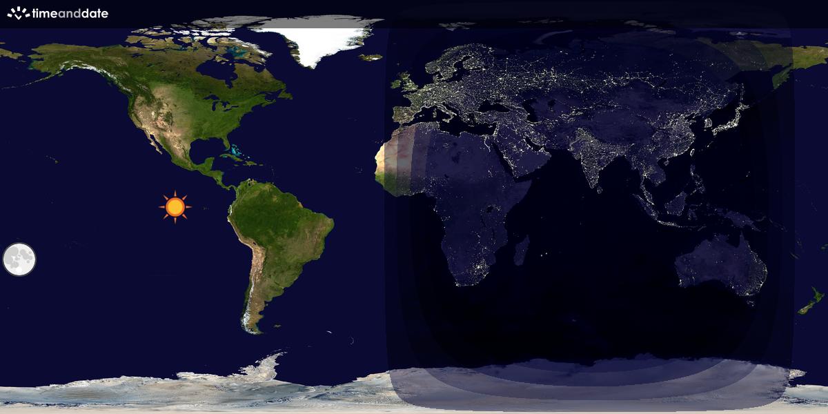 Verdenskart som viser dag og natt 
