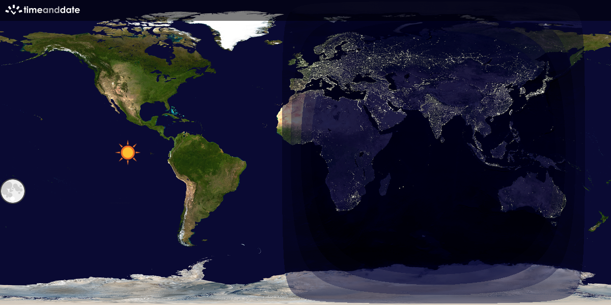 Verdenskart som viser dag og natt 