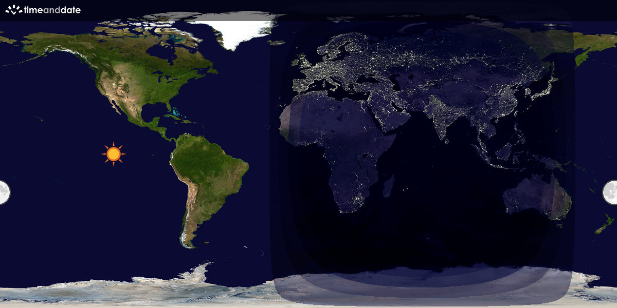 Verdenskart som viser dag og natt 