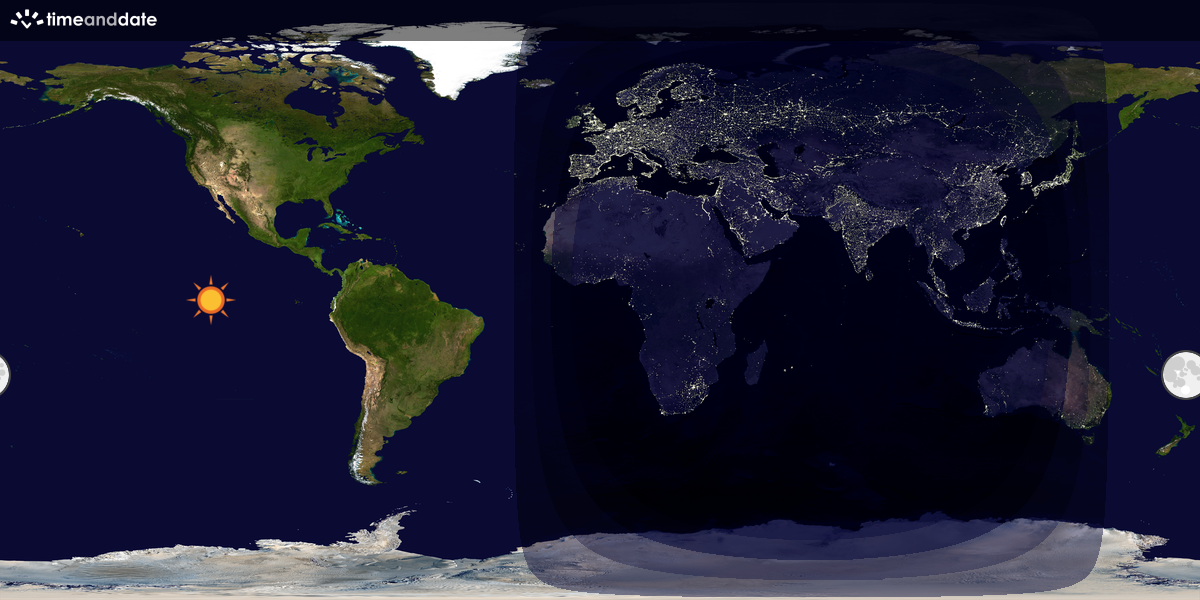 Verdenskart som viser dag og natt 