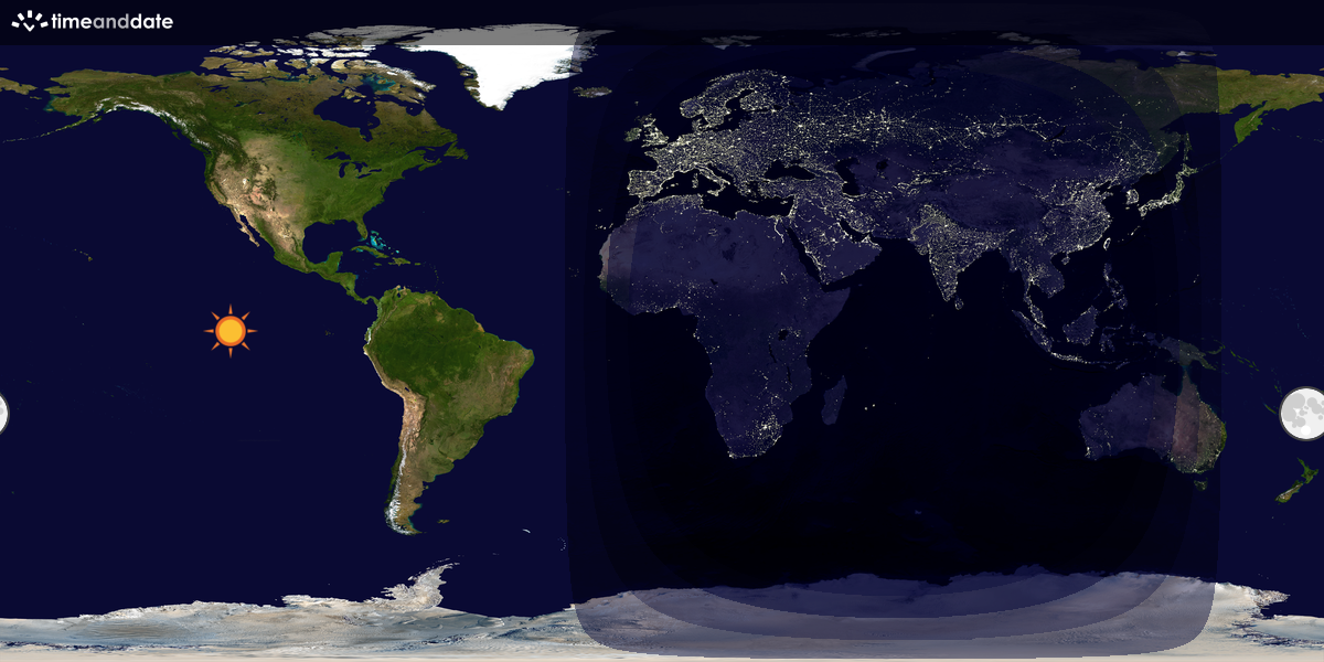 Verdenskart som viser dag og natt 