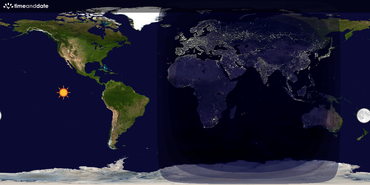 Verdenskart som viser dag og natt 