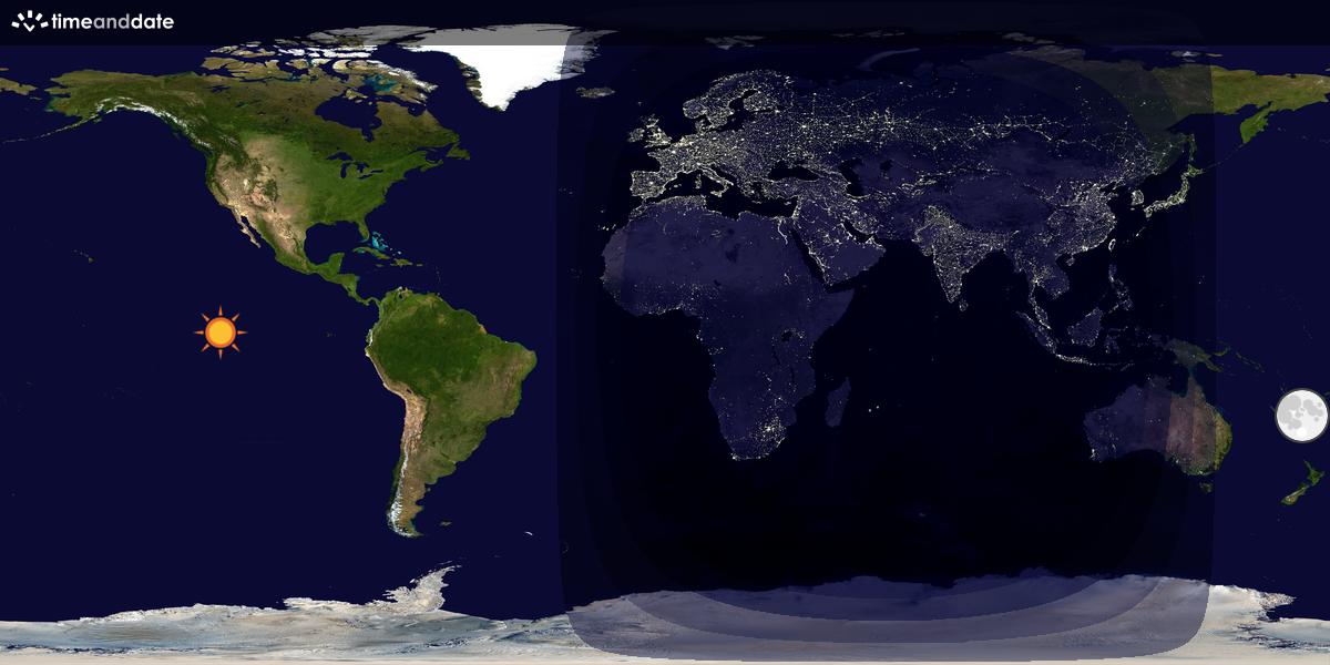 Verdenskart som viser dag og natt 