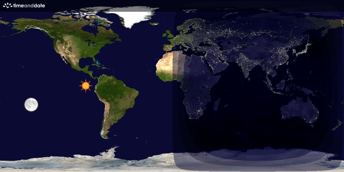 Verdenskart som viser dag og natt 