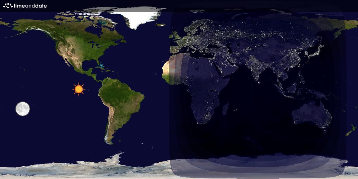 Verdenskart som viser dag og natt 