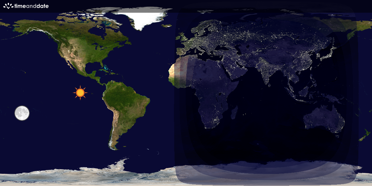 Verdenskart som viser dag og natt 