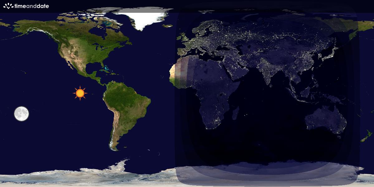 Verdenskart som viser dag og natt 