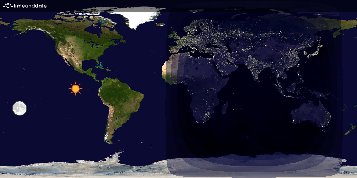 Verdenskart som viser dag og natt 