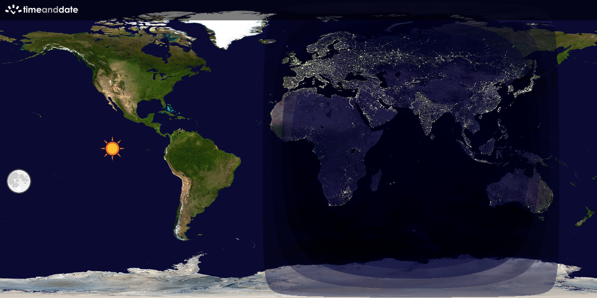 Verdenskart som viser dag og natt 