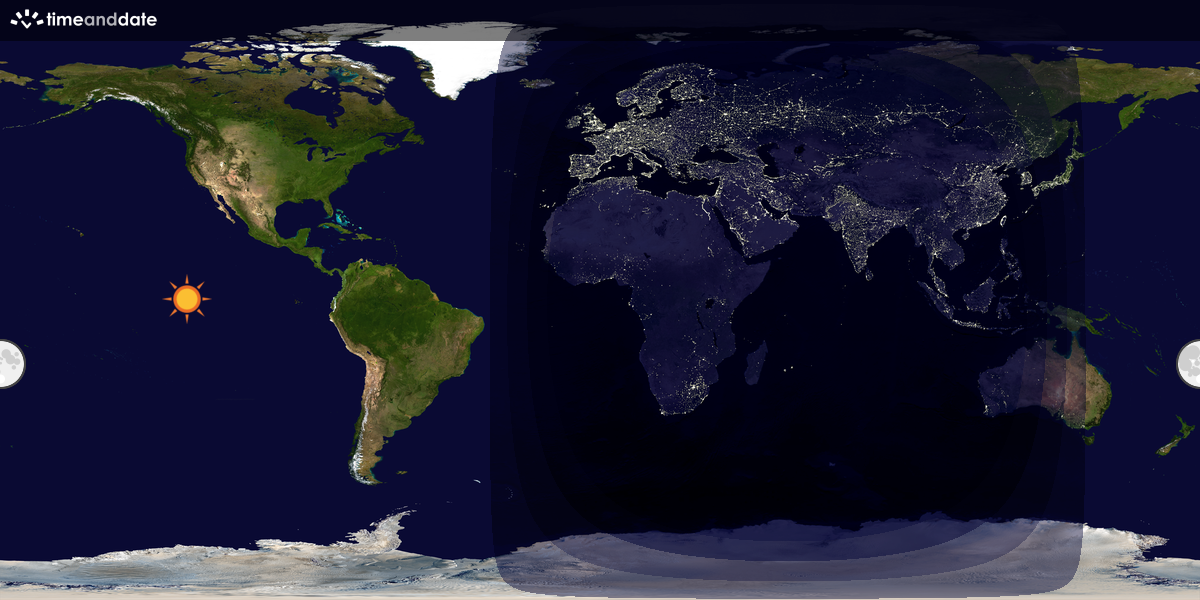 Verdenskart som viser dag og natt 