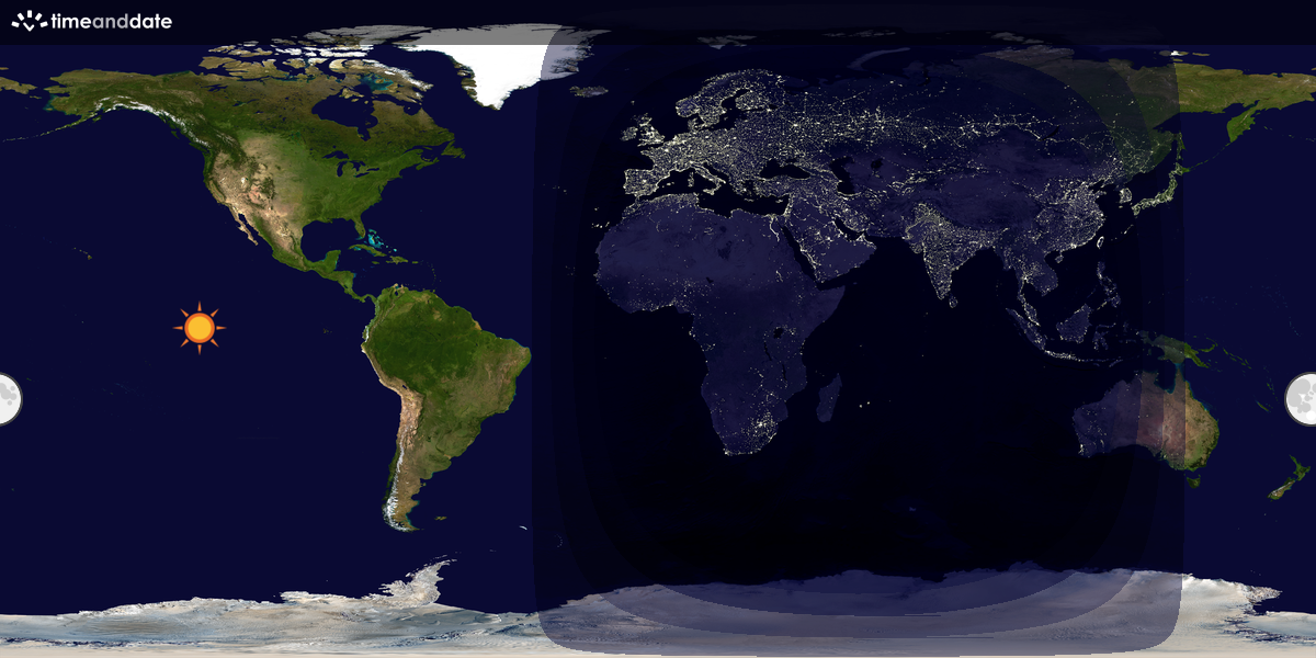 Verdenskart som viser dag og natt 