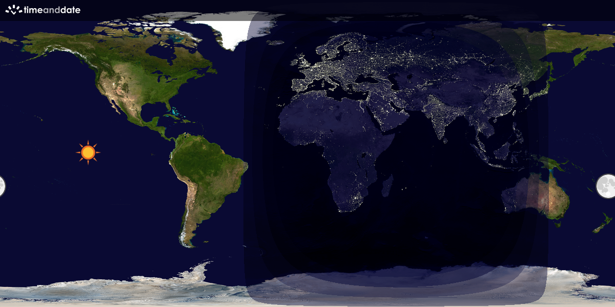 Verdenskart som viser dag og natt 