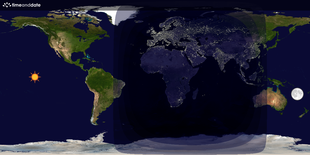 Verdenskart som viser dag og natt 