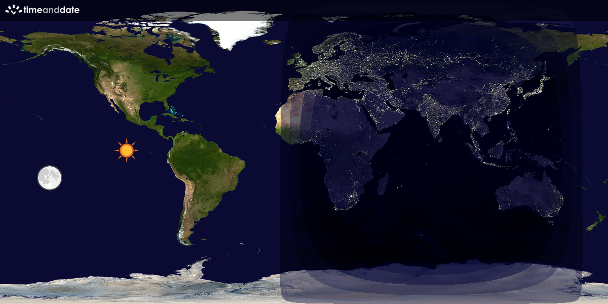 Verdenskart som viser dag og natt 