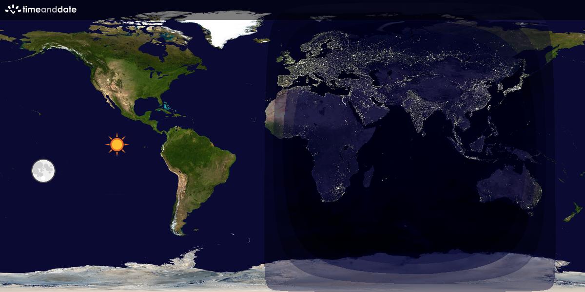 Verdenskart som viser dag og natt 