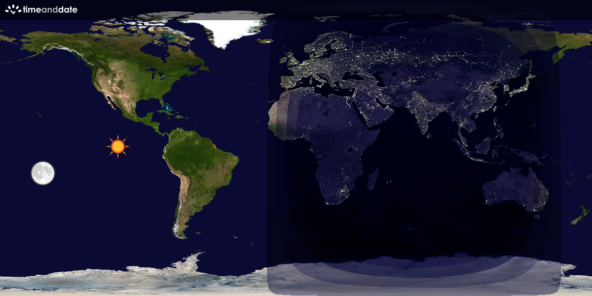 Verdenskart som viser dag og natt 