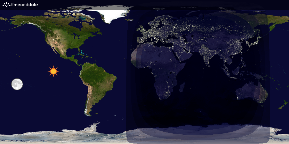 Verdenskart som viser dag og natt 