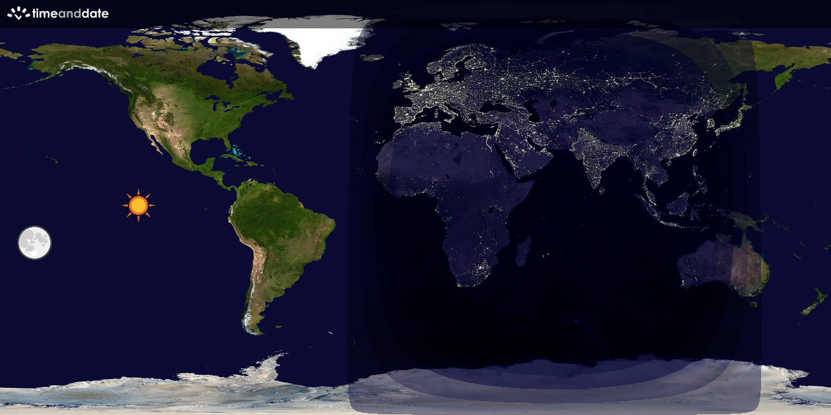 Verdenskart som viser dag og natt 